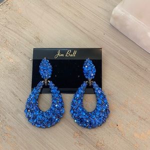 Blue Dangle Jim Ball Earrings
